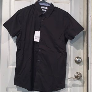 Short Sleeve Black Button Down Shirt